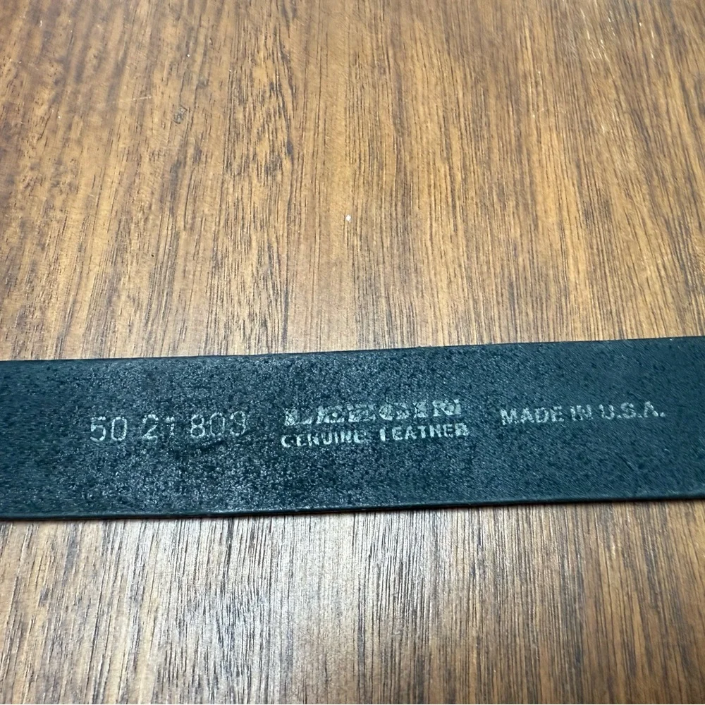 Leegin British Mens Black Leather Belt made in USA‎ Sz 50 fits 48